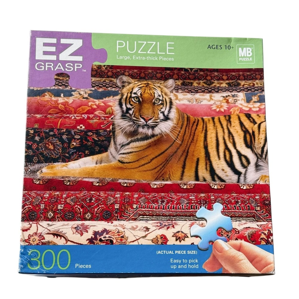 Milton Bradley EZ‎ Grasp Tiger At Rest 300 Pieces Puzzle Complete